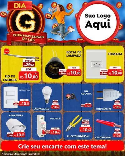 Modelo de Rede Social para Feed Instagram com o tema Dia G - O Dia Mais Barato Do Mês para Materiais Elétricos