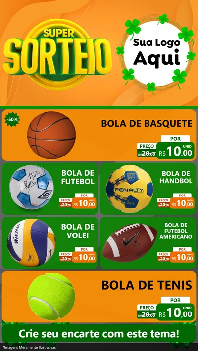 Modelo de TV para TV Vertical com o tema Super Sorteio para Artigos Esportivos