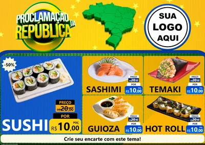 Modelo de Encarte para Encarte A4 Horizontal com o tema Proclamação da República para Comida japonesa