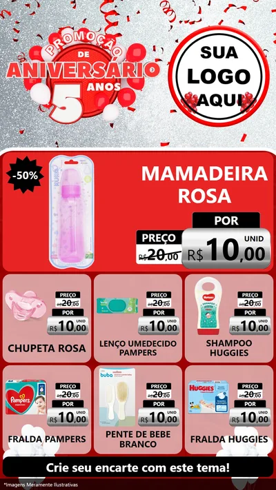 Modelo de Rede Social para Stories com o tema Promoção de Aniversário - 5 Anos para Bebês