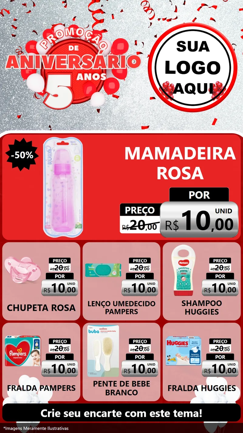 Modelo de Rede Social para Stories com o tema Promoção de Aniversário - 5 Anos para Bebês