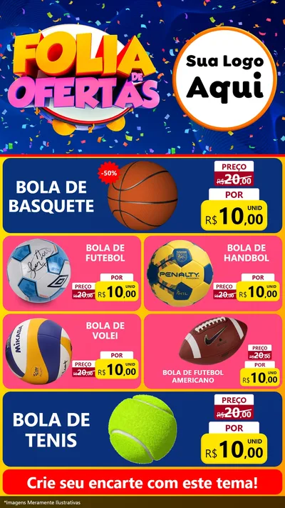 Modelo de TV para TV Vertical com o tema Folia de Ofertas para Artigos Esportivos