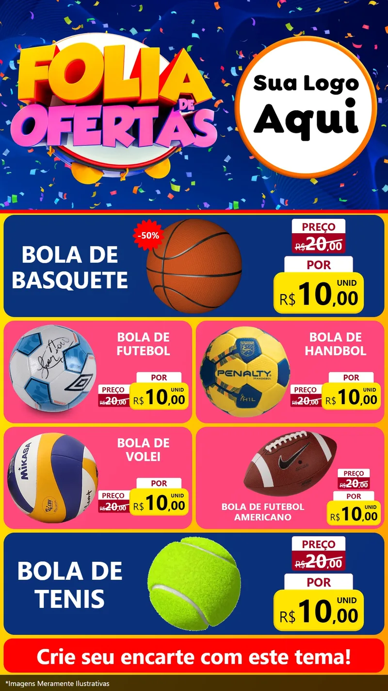 Modelo de TV para TV Vertical com o tema Folia de Ofertas para Artigos Esportivos