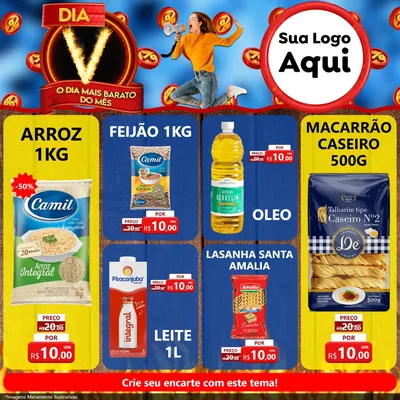 Modelo de Rede Social para Feed Facebook com o tema Dia V - O Dia Mais Barato Do Mês para Supermercado