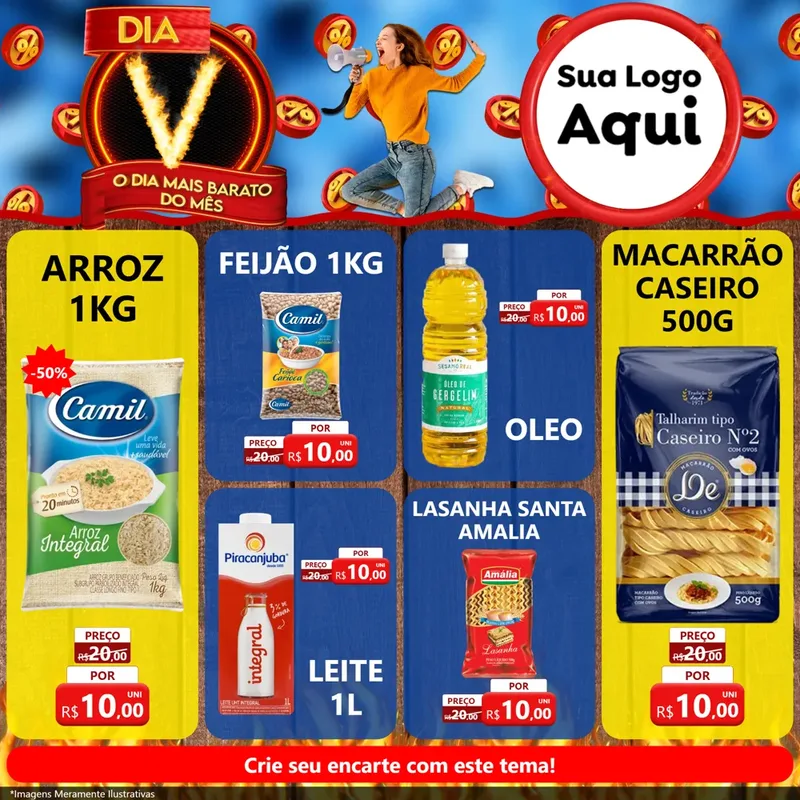 Modelo de Rede Social para Feed Facebook com o tema Dia V - O Dia Mais Barato Do Mês para Supermercado