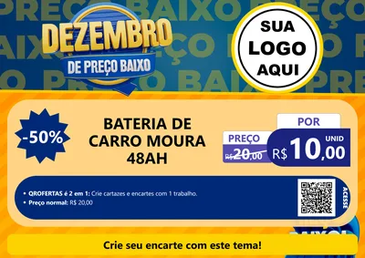 Modelo de Cartaz para Cartaz A4 Horizontal com o tema Dezembro de Preço Baixo para Baterias Elétricas