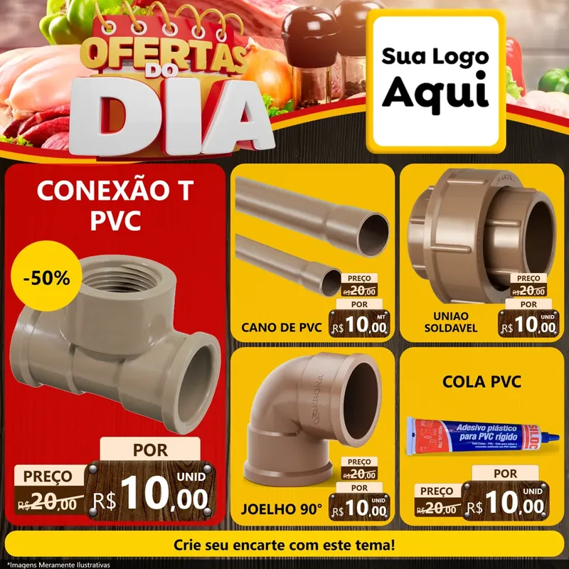 Modelo de Rede Social para Feed Facebook com o tema Ofertas do Dia para Tubos e conexões