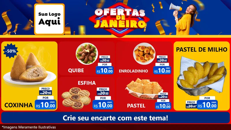 Modelo de TV para TV Horizontal com o tema Ofertas de Janeiro para Salgadaria