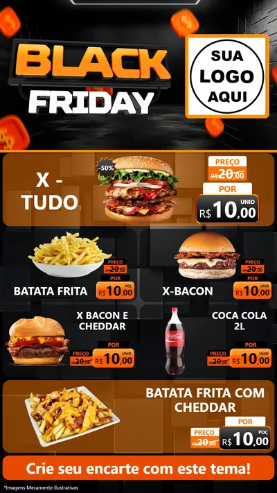 Modelo de TV para TV Vertical com o tema Black Friday para Hamburgueria