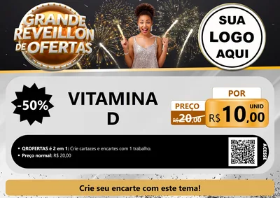 Modelo de Cartaz para Cartaz A4 Horizontal com o tema Grande Réveillon de Ofertas para Farmácia