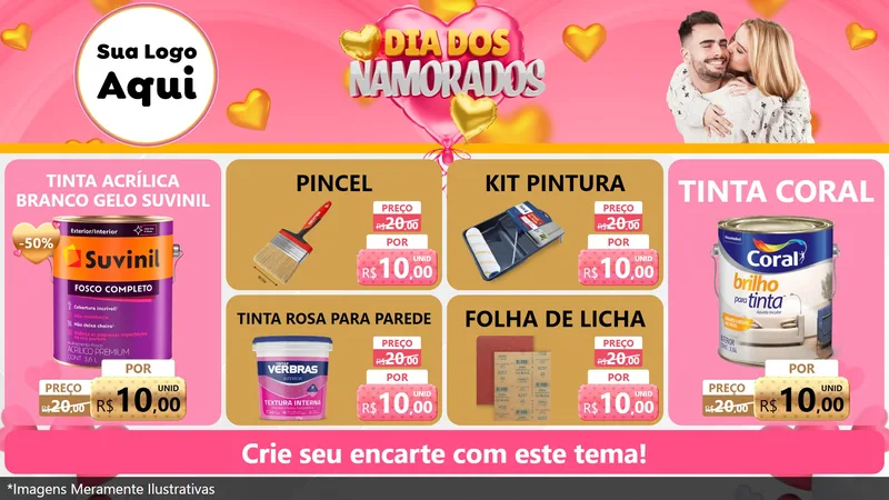 Modelo de TV para TV Horizontal com o tema Dia dos Namorados para Tintas e Ferramentas