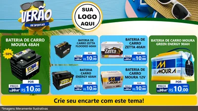 Modelo de TV para TV Horizontal com o tema Verão de Ofertas para Baterias Elétricas