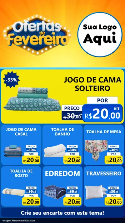 Modelo de Rede Social para Stories com o tema Ofertas de Fevereiro para Cama, Mesa e Banho