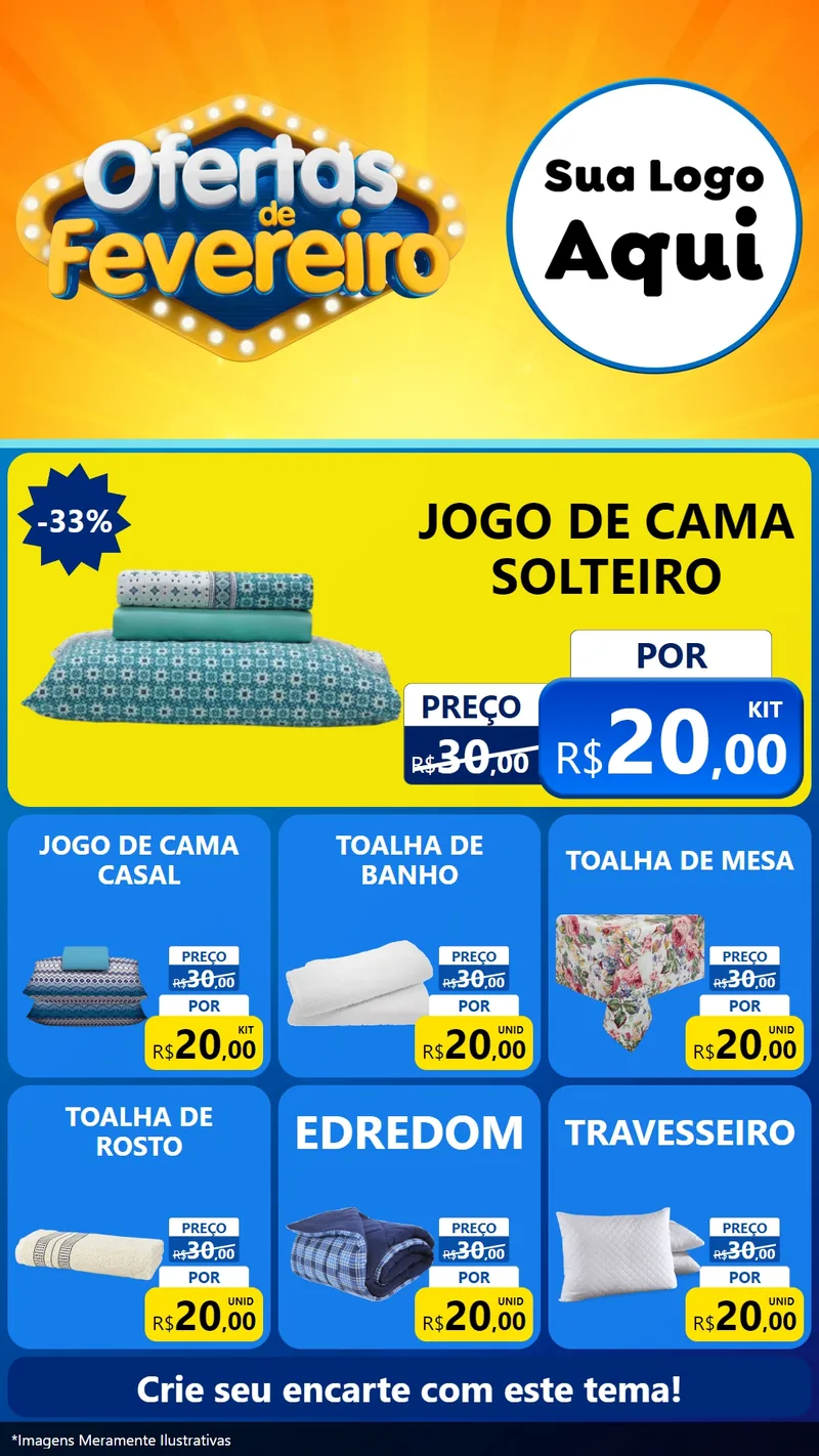Modelo de Rede Social para Stories com o tema Ofertas de Fevereiro para Cama, Mesa e Banho