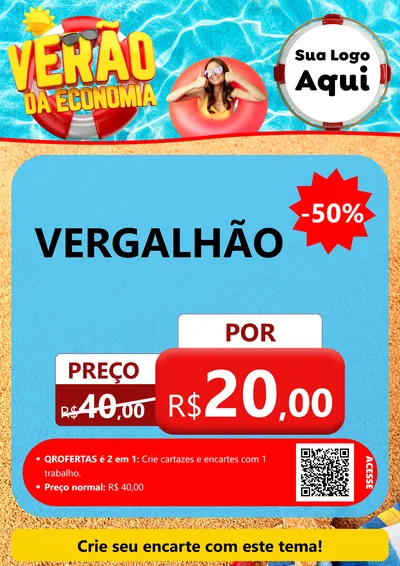 Modelo de Cartaz para Cartaz A4 Vertical com o tema Verão da Economia para Ferragens