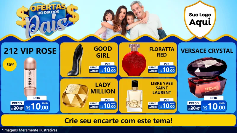 Modelo de TV para TV Horizontal com o tema Ofertas do Dia dos Pais para Perfumes