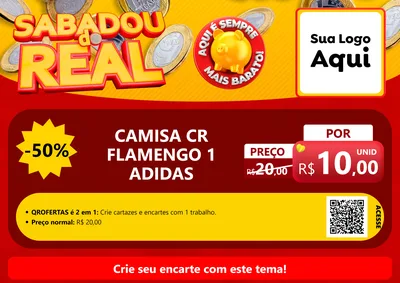 Modelo de Cartaz para Cartaz A4 Horizontal com o tema Sabadou do Real para Roupas e acessórios