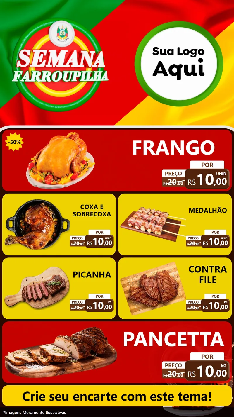 Modelo de TV para TV Vertical com o tema Semana Farroupilha para Assados