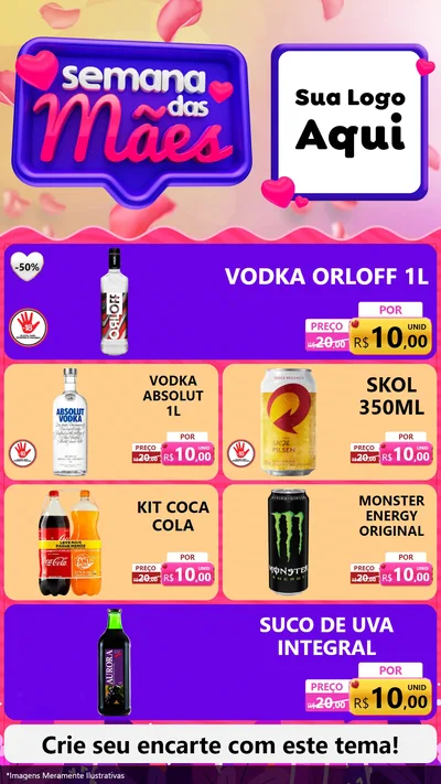 Modelo de TV para TV Vertical com o tema Semana das Mães para Distribuidora de bebidas