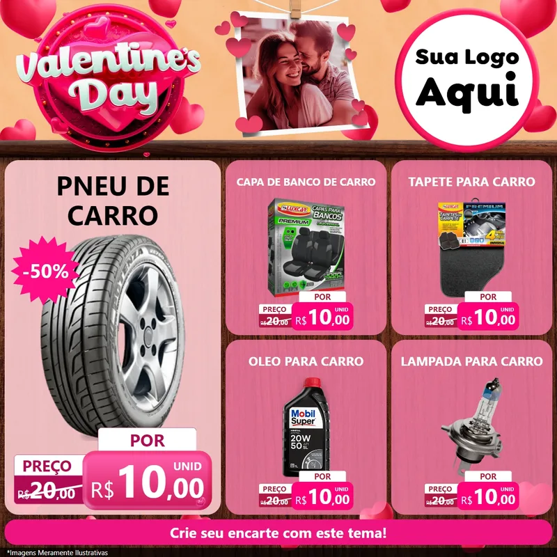 Modelo de Rede Social para Feed Facebook com o tema Valentine's Day para Auto peças