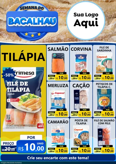 Modelo de Encarte para Encarte A4 Vertical com o tema Semana do Bacalhau para Peixaria