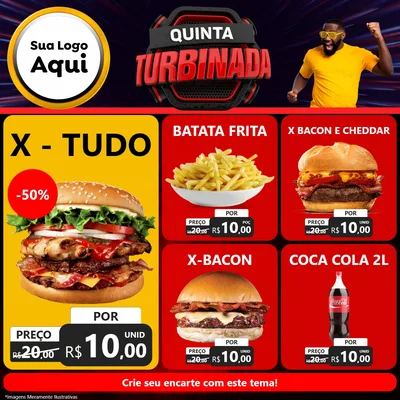Modelo de Rede Social para Feed Facebook com o tema Quinta Turbinada para Hamburgueria