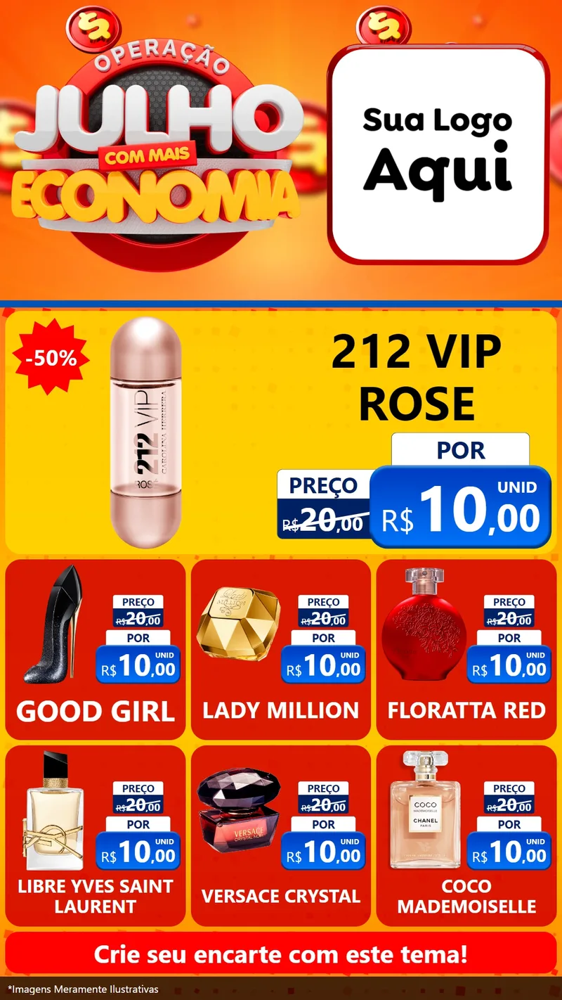 Modelo de Rede Social para Stories com o tema Operação Julho Com Mais Economia para Perfumes