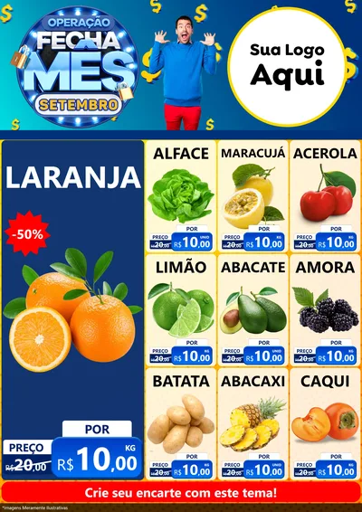 Modelo de Encarte para Encarte A4 Vertical com o tema Operação Fecha Mês Setembro para Hortifrúti