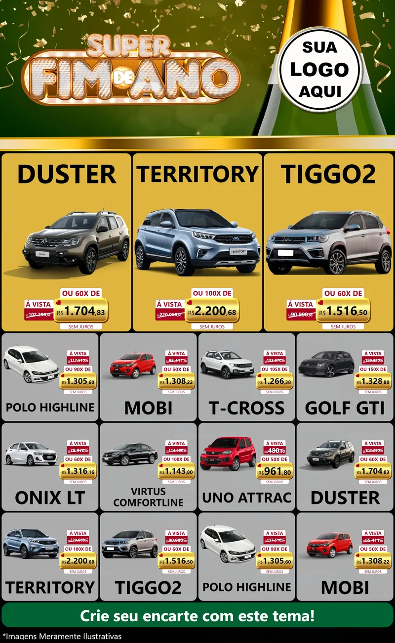 Modelo de Encarte para Encarte Grande com o tema Super Fim de Ano para Concessionaria de Carros