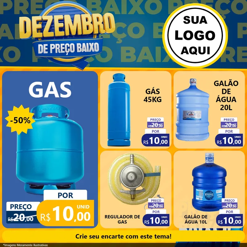 Modelo de Rede Social para Feed Facebook com o tema Dezembro de Preço Baixo para Água e gás