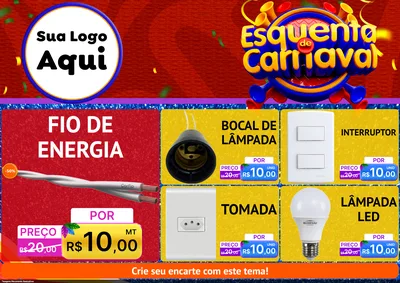 Modelo de Encarte para Encarte A4 Horizontal com o tema Esquenta de Carnaval para Materiais Elétricos