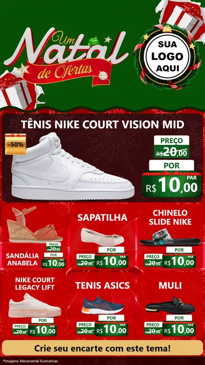 Modelo de Rede Social para Stories com o tema Um Natal de Ofertas para Calçados