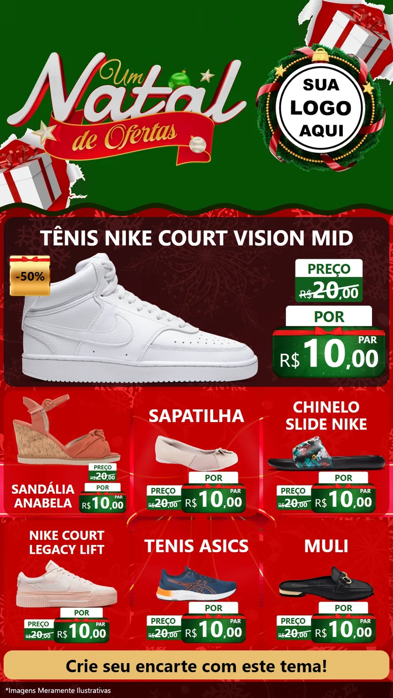 Modelo de Rede Social para Stories com o tema Um Natal de Ofertas para Calçados