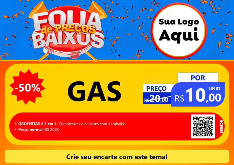 Modelo de Cartaz para Cartaz A4 Horizontal com o tema Folia de Preços Baixos para Água e gás