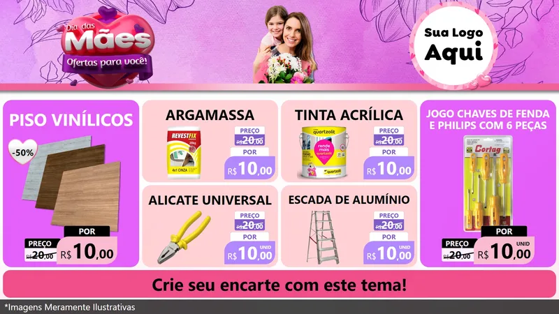 Modelo de TV para TV Horizontal com o tema Dia das Mães Ofertas para Você! para Material para Construção