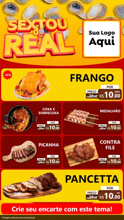 Modelo de TV para TV Vertical com o tema Sextou do Real para Assados