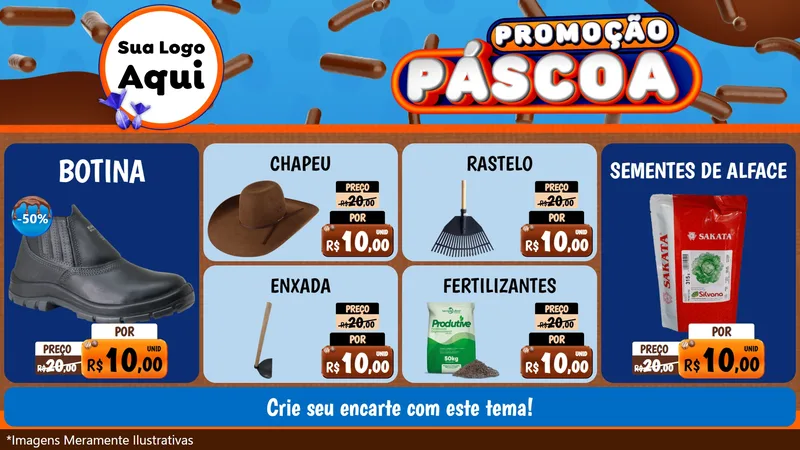 Modelo de TV para TV Horizontal com o tema Promoção Páscoa para Agropecuária
