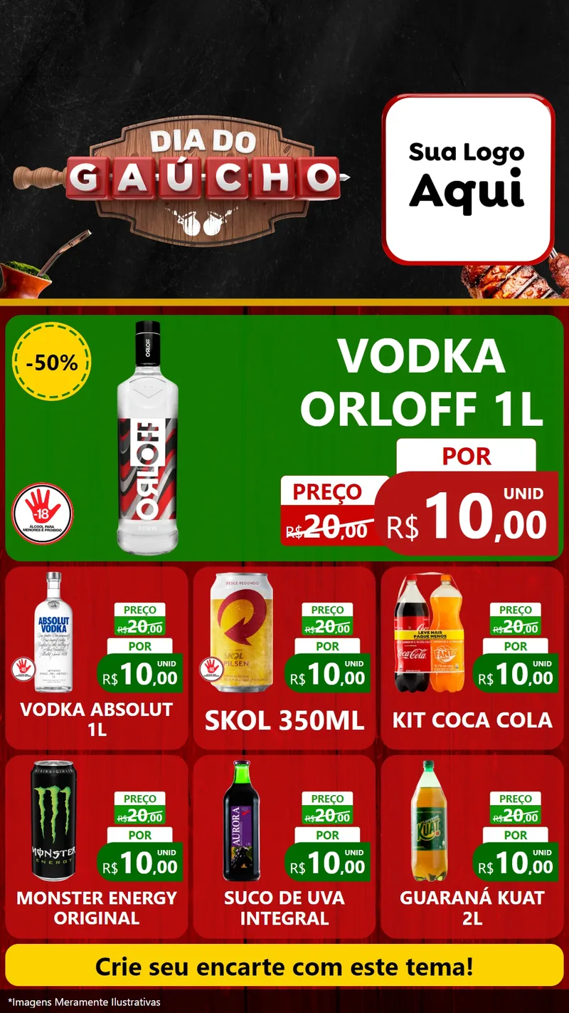 Modelo de Rede Social para Stories com o tema Dia do Gaúcho para Distribuidora de bebidas
