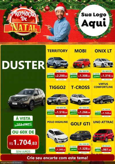 Modelo de Encarte para Encarte A4 Vertical com o tema Promoção de Natal para Concessionaria de Carros