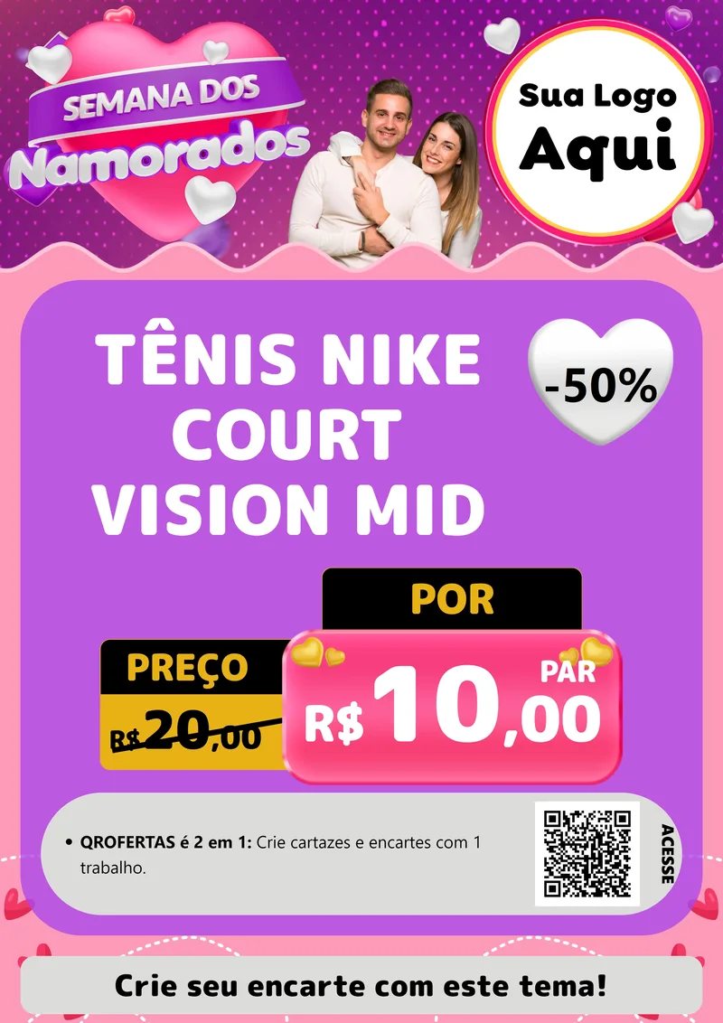Modelo de Cartaz para Cartaz A4 Vertical com o tema Semana dos Namorados para Calçados