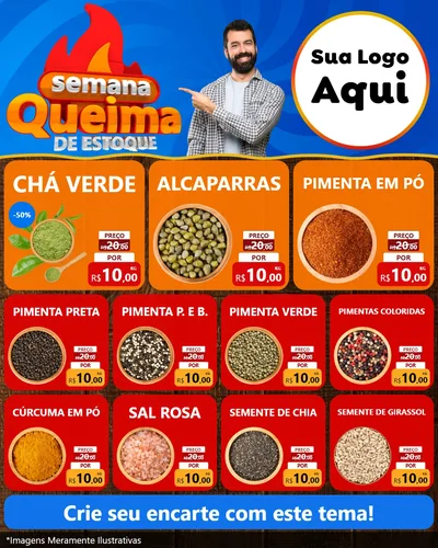 Modelo de Rede Social para Feed Instagram com o tema Semana Queima de Estoque para Produtos Naturais