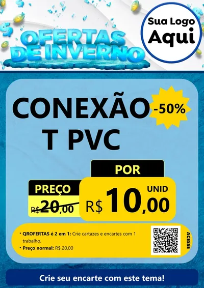 Modelo de Cartaz para Cartaz A4 Vertical com o tema Ofertas de Inverno para Tubos e conexões