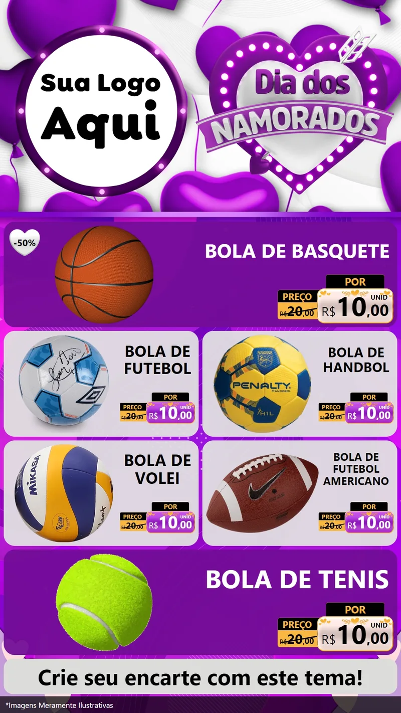 Modelo de TV para TV Vertical com o tema Dia dos Namorados para Artigos Esportivos