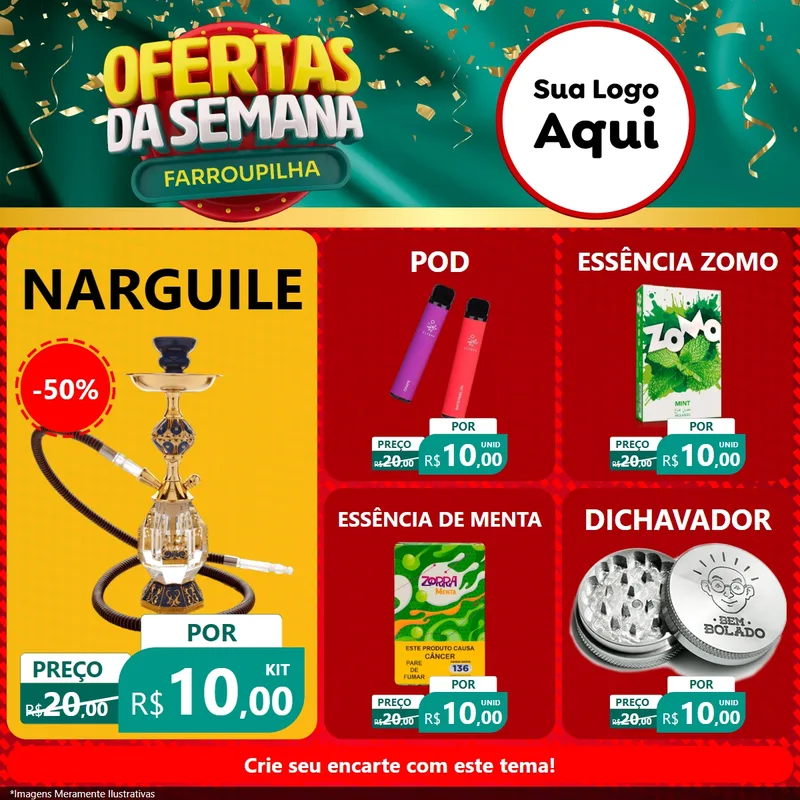 Modelo de Rede Social para Feed Facebook com o tema Ofertas da Semana Farroupilha para Tabacaria