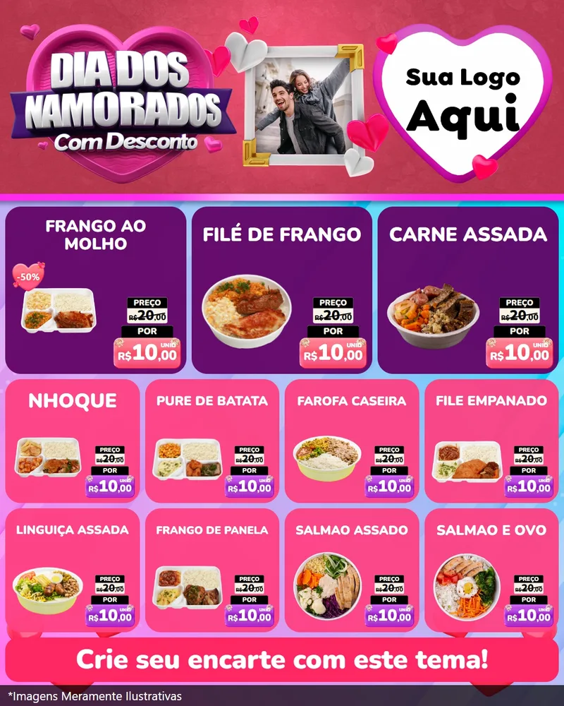 Modelo de Rede Social para Feed Instagram com o tema Dia Dos Namorados Com Desconto para Restaurante