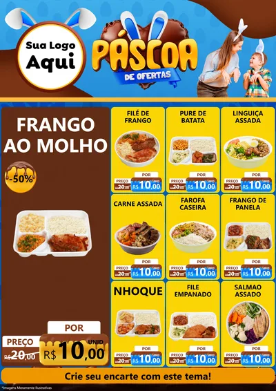 Modelo de Encarte para Encarte A4 Vertical com o tema Páscoa de Ofertas para Restaurante