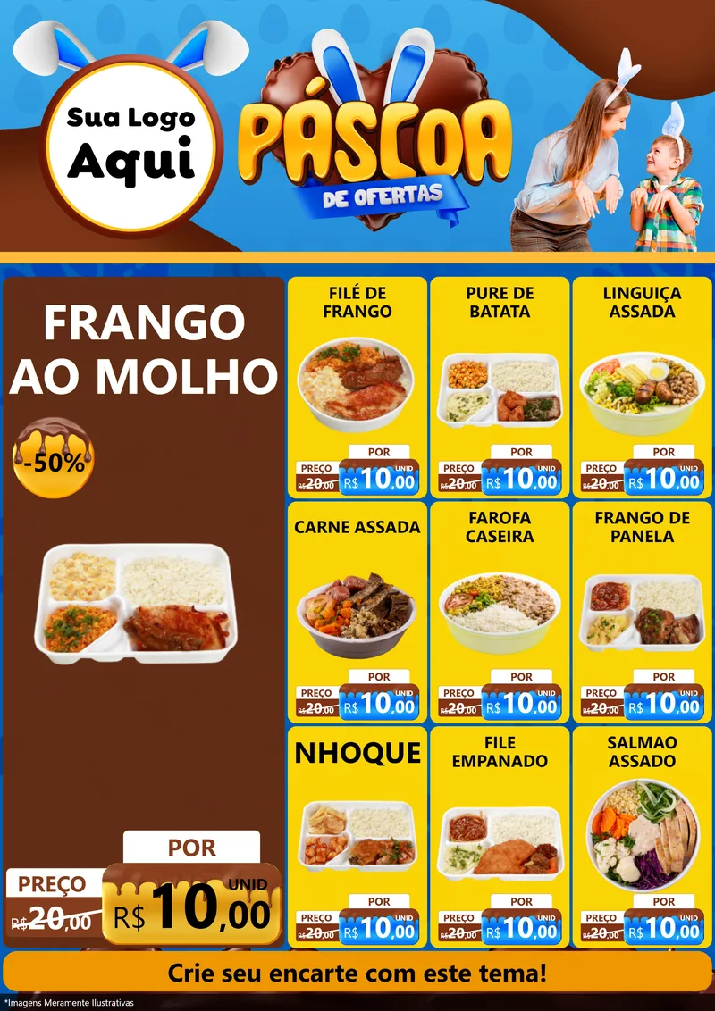 Modelo de Encarte para Encarte A4 Vertical com o tema Páscoa de Ofertas para Restaurante