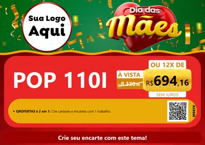 Modelo de Cartaz para Cartaz A4 Horizontal com o tema Dia das Mães para Concessionaria de Motos
