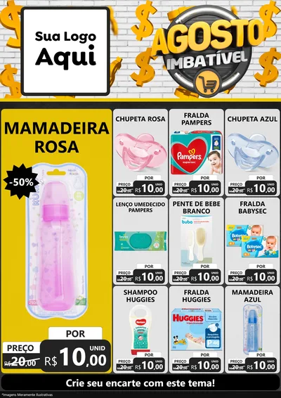 Modelo de Encarte para Encarte A4 Vertical com o tema Agosto imbatível para Bebês