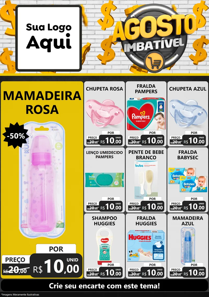 Modelo de Encarte para Encarte A4 Vertical com o tema Agosto imbatível para Bebês